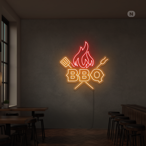 Neon Schild  BBQ