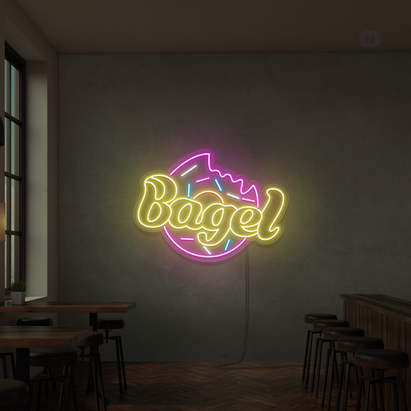 Neon Schild Bagel