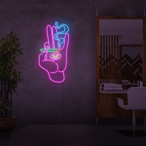 Neon Schild Rauchende Hand