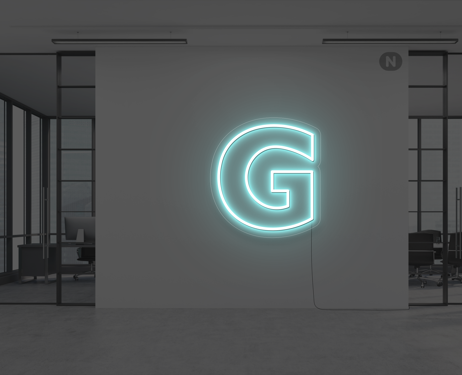 neon-buchstabe-g-eisblau