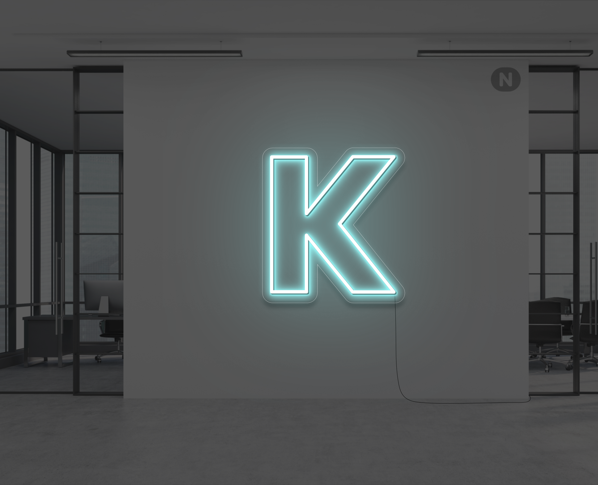 neon-buchstabe-k-eisblau