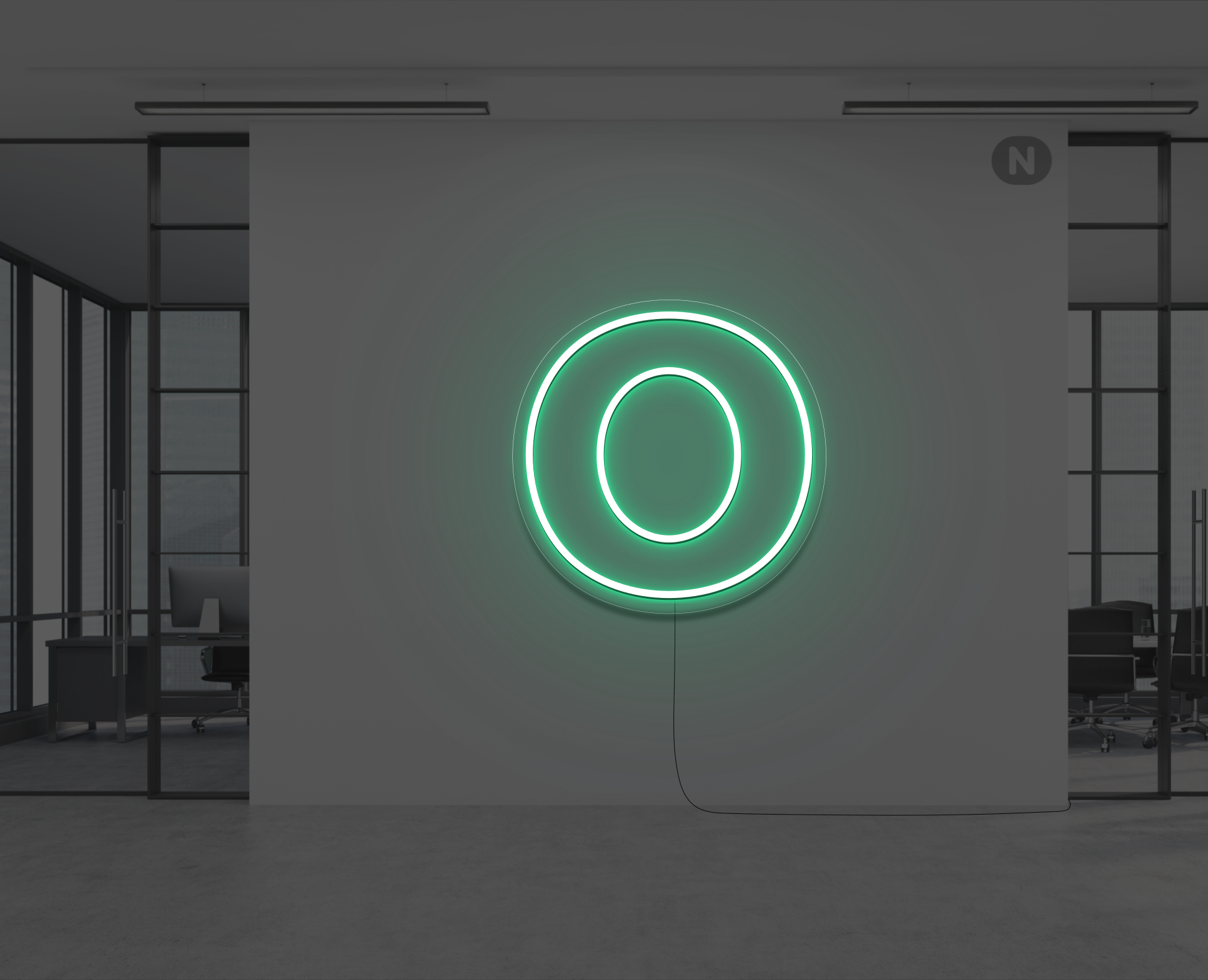neon-buchstabe-o-grun