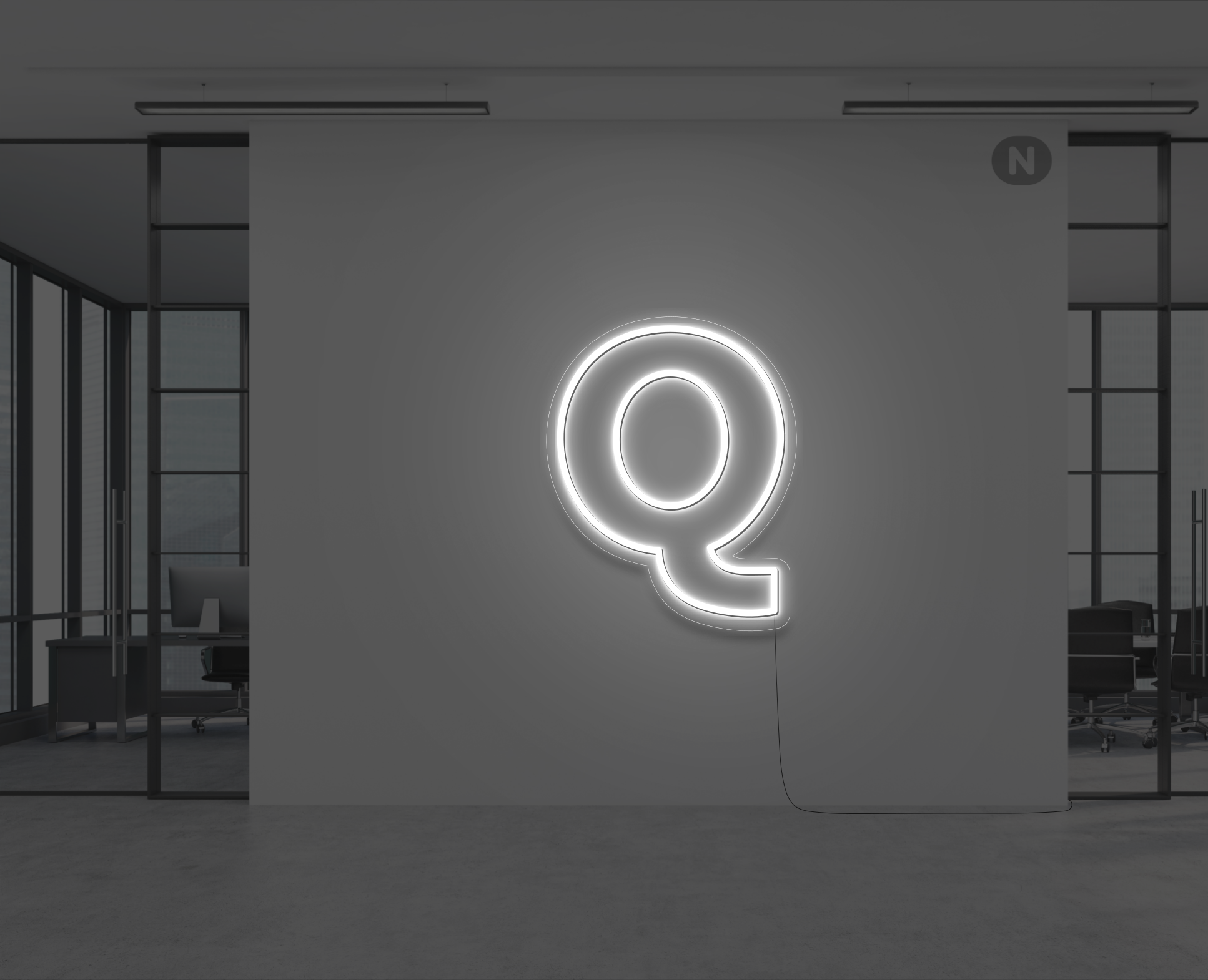 neon-buchstabe-q-weiss
