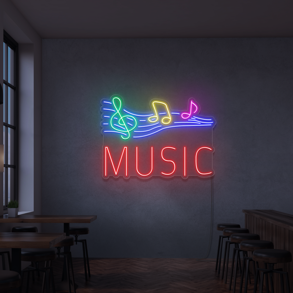 Neon Schild Musiknoten