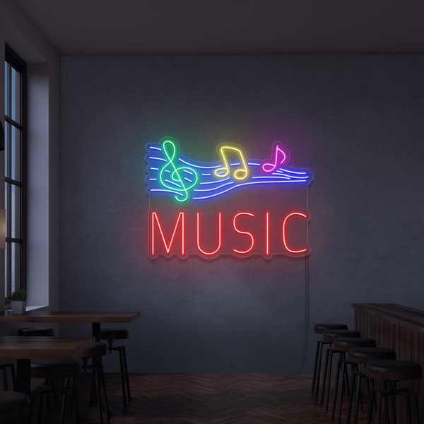 Neon Schild Musiknoten