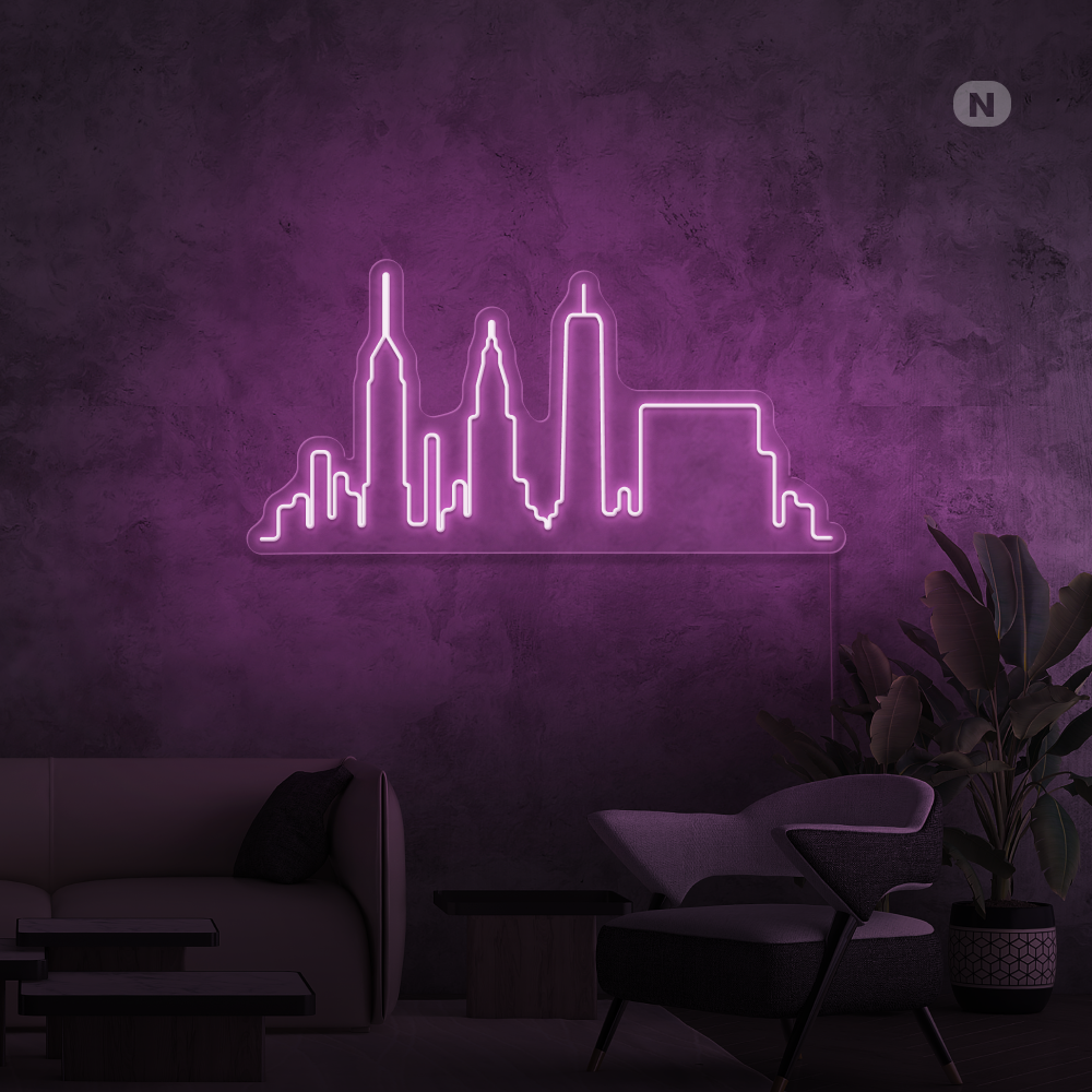 Neon Schild Skyline von New York