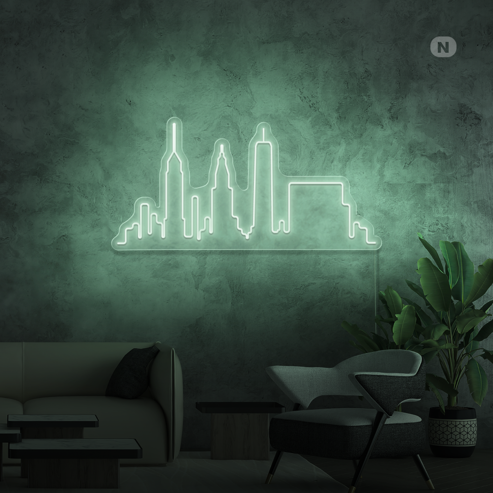 Neon Schild Skyline von New York