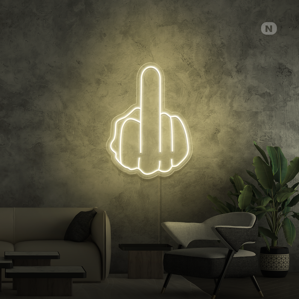 Neon Schild Mittelfinger
