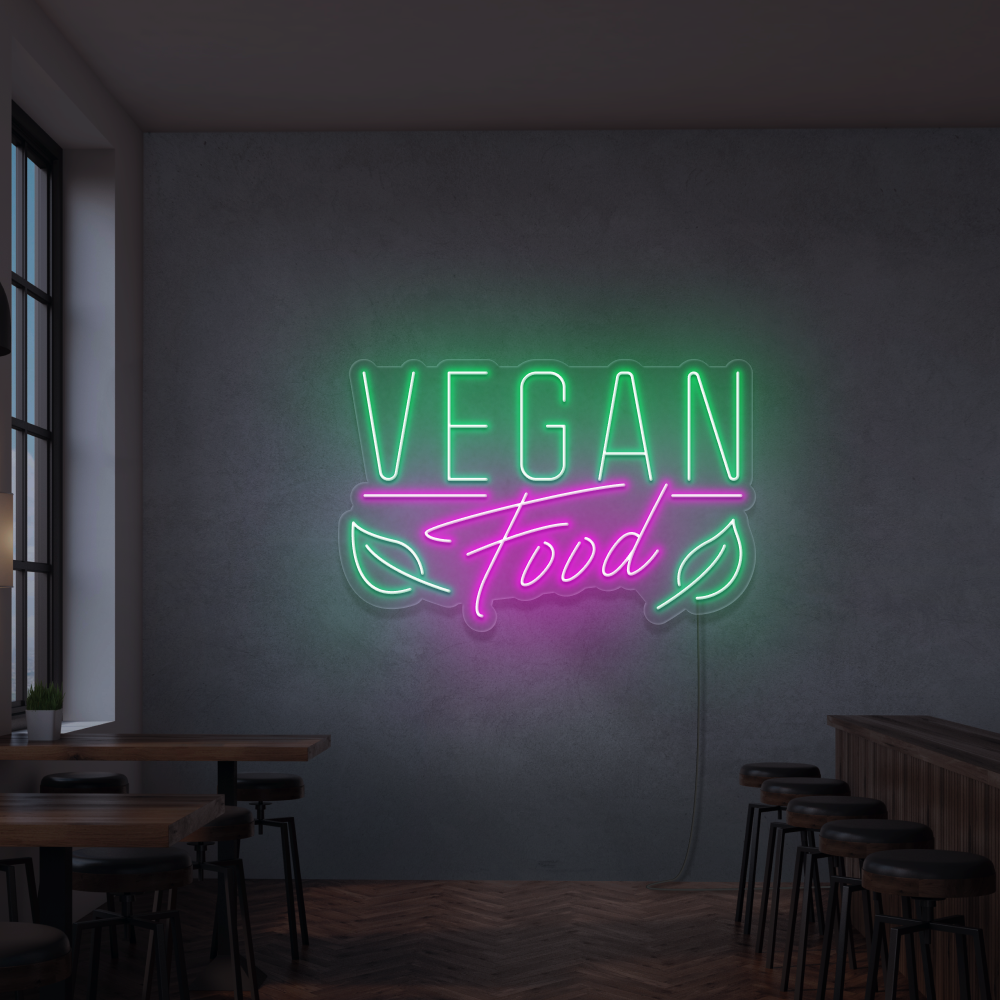 Neon Schild Vegan Food (Außen )